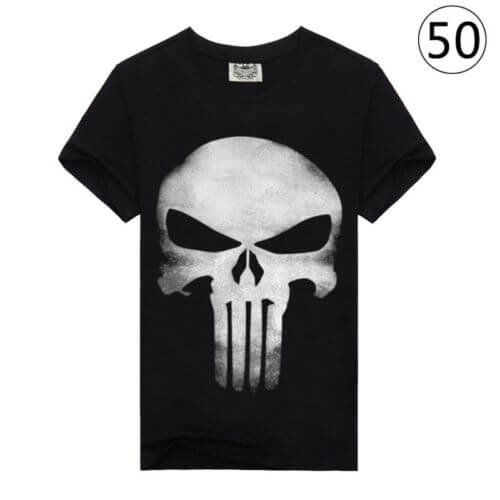 3D Skull Printed Black T-Shirt Men 